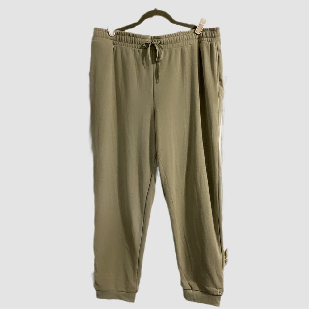 CuddlDuds Light Olive Green Jogger Sweatpants Side Pockets Drawstring Size 3XL
